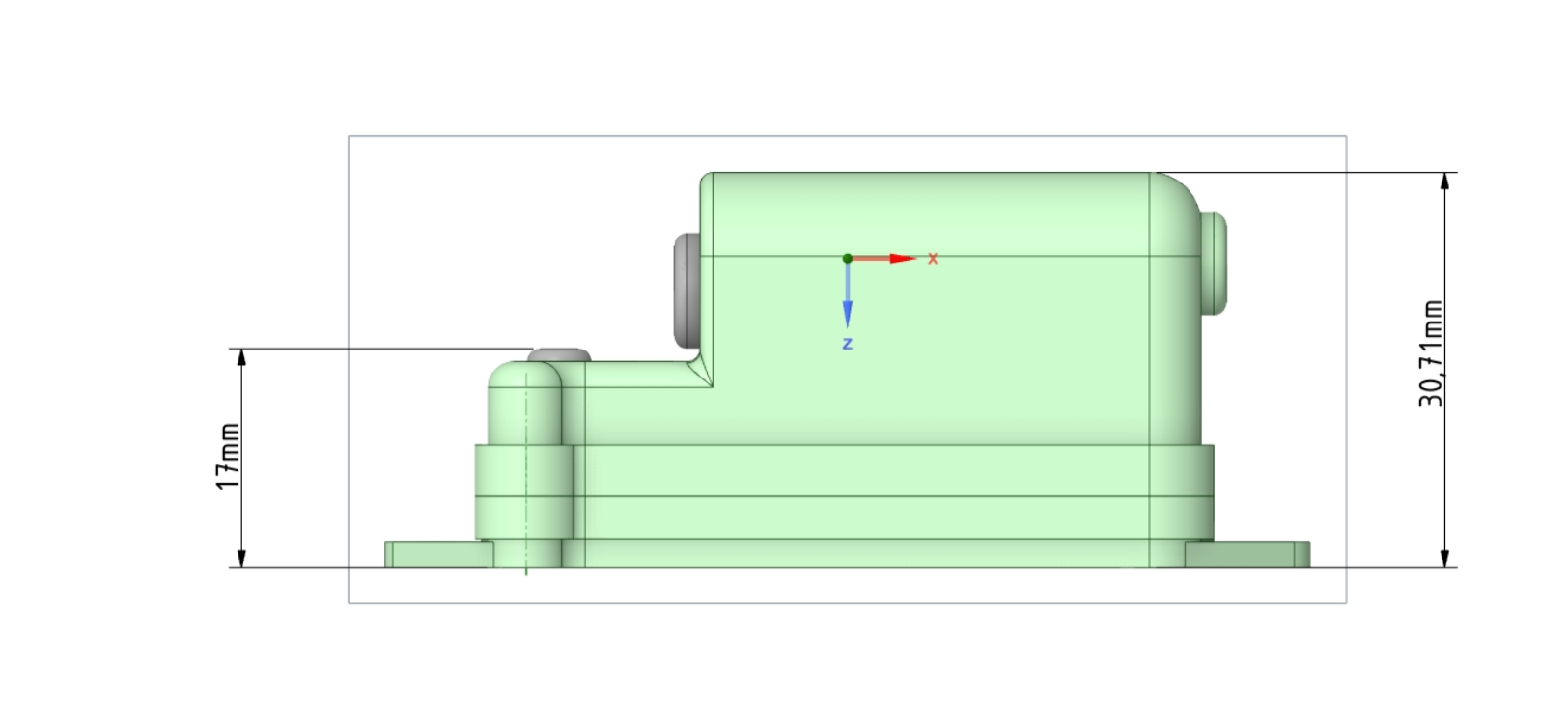 Shows the dimensions of the Carpe Iter Terrain Command III Hub.