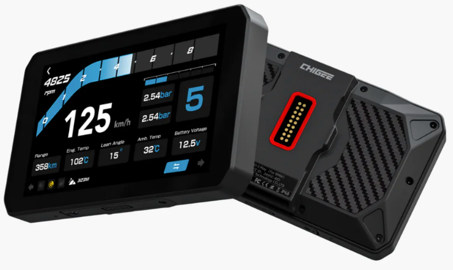 Shows Chigee AIO-5 Play for BMW Smart Digital Display front and rear view