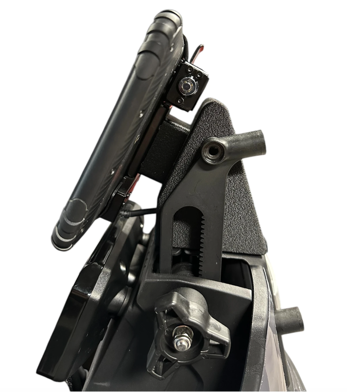Shows Rugged Forge 3D - Navi Mount CF Moto 450MT mounted on the CF Moto 450 MT side view