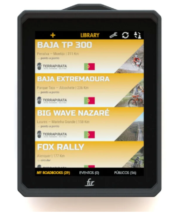 Shows the Roadbook and GPS-Navgationsystem Y1000 with Roadbook Library