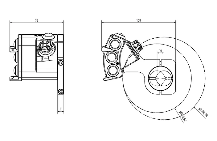 Shows SilverFox B8J Navigation Controller technical drawing