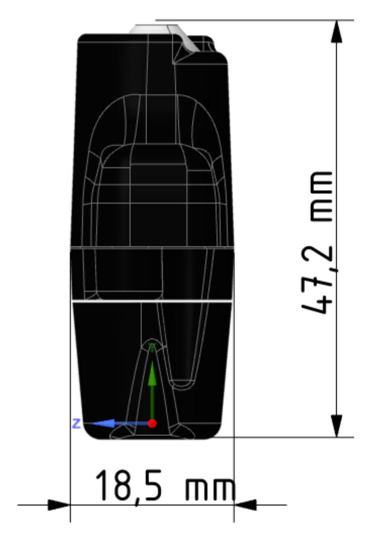 Shows the dimensions of the Carpe Iter Terrain Command III Remote