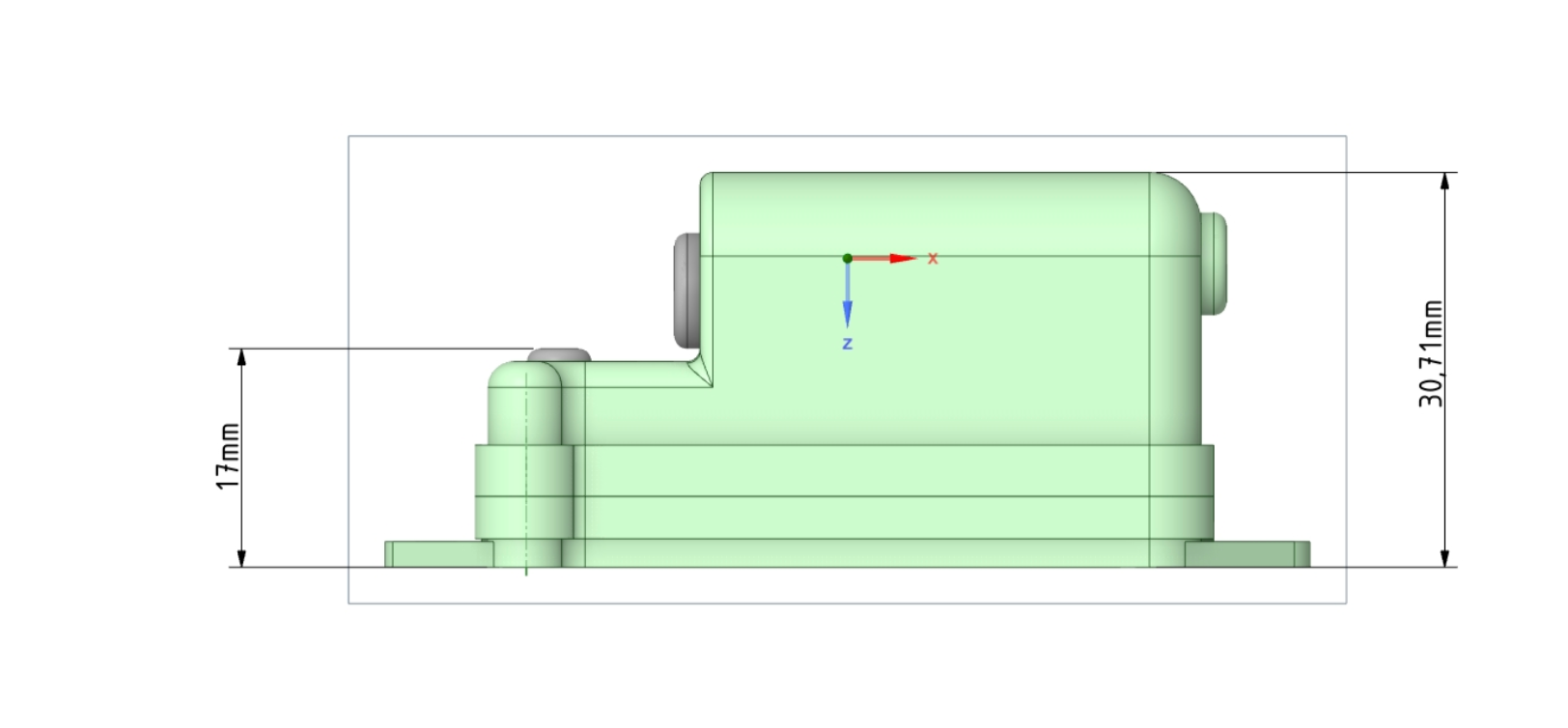 Shows the dimensions of the Carpe Iter Terrain Command III Hub.







