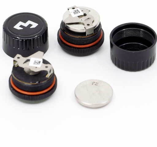 Close-up of the battery holder in the TPMS sensor