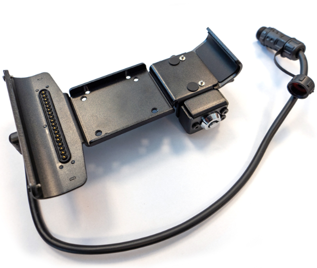 Shows a overview of the DMD-T865 metal holder with the lock positioned on the right side