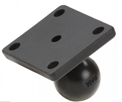 Shows RAM_-Mount base plate with AMPS hole pattern and 1" ball view base plate