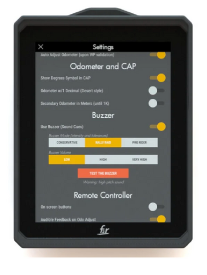 Shows the Roadbook and GPS-Navgationsystem Y1000 Setting page 1