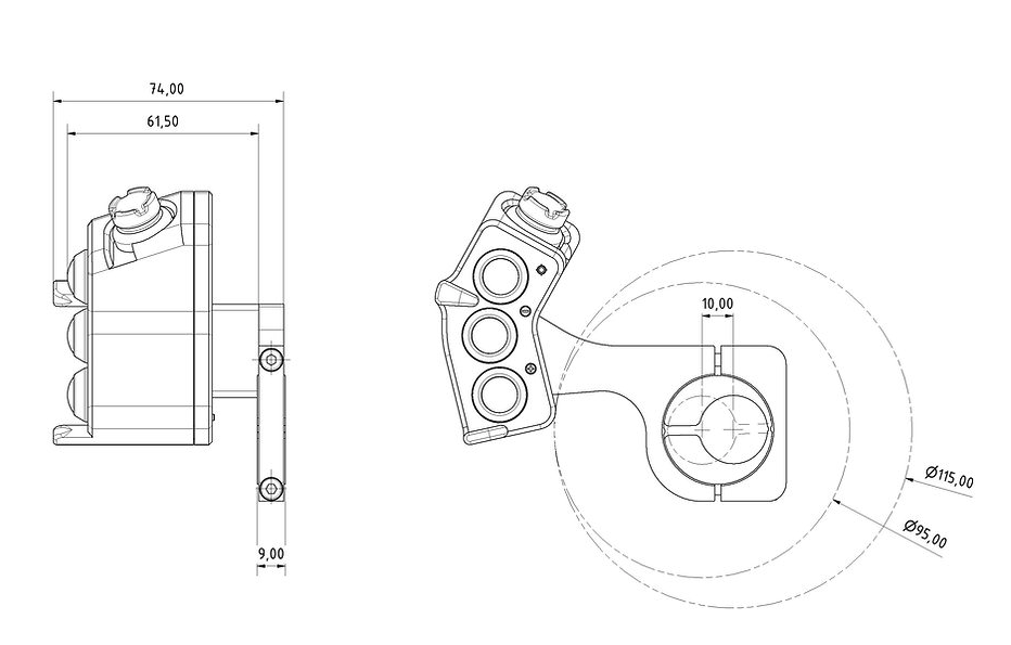 Shows technical drawing of SilverFox H1-Home controller