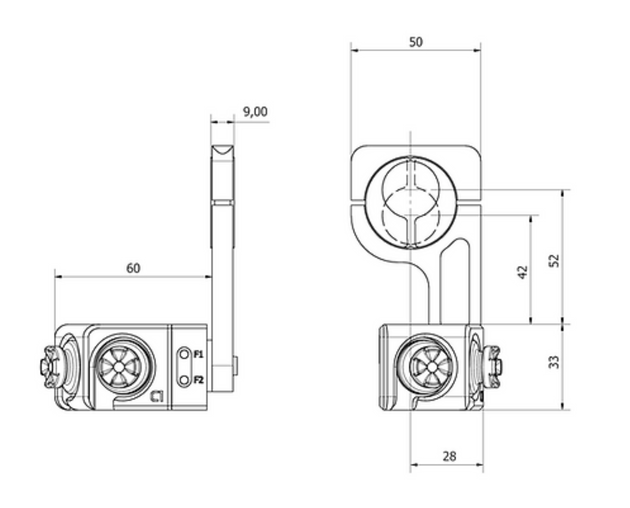 Shows technical drawing of Silverfox C2 Controller